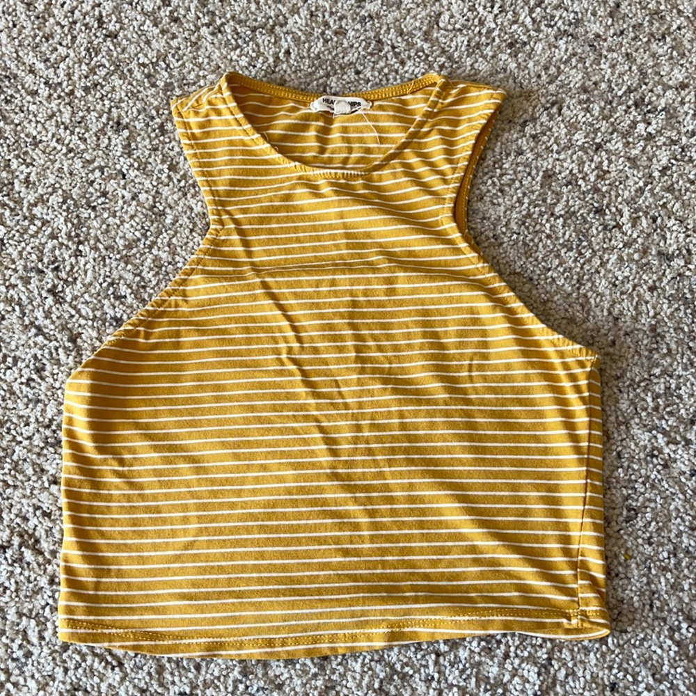 Yellow and white crop top